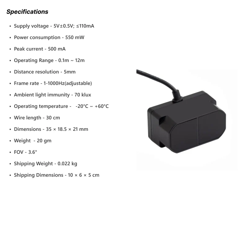 Benewake TFMini Plus LiDAR Distance Sensor for Drones Robots IoT ITS Smart Detection (12m) - Image 5